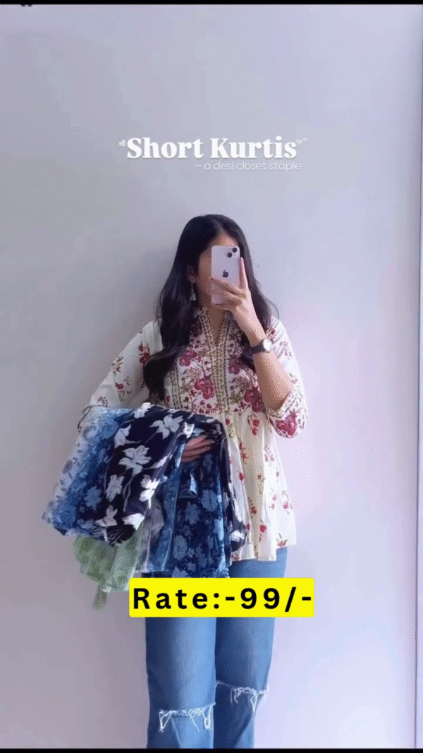 Stylish Floral Printed Short Kurtis for Women – A Must-Have Desi Closet Staple, Available in Multiple Colors and Designs