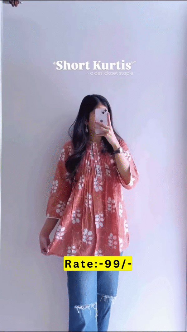 Stylish Floral Printed Short Kurtis for Women – A Must-Have Desi Closet Staple, Available in Multiple Colors and Designs - Image 4