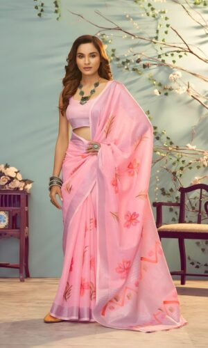 Floral Zari Linen Blend Saree