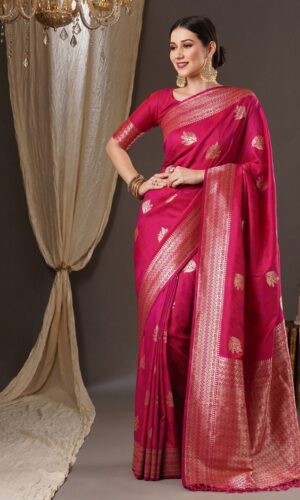 Woven Design Zari Silk Blend Banarasi Saree