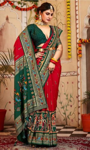 Ethnic Motifs Printed Zari Patola Saree