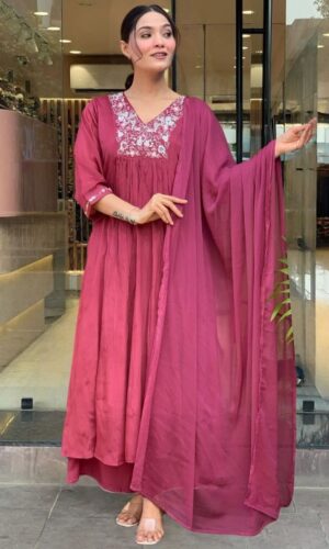 Women Ethnic Motifs Embroidered Regular Thread Work Kurta with Palazzos & With Dupatta
