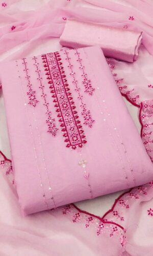 Embellished Sequinned Georgette Unstitched Dress Material
