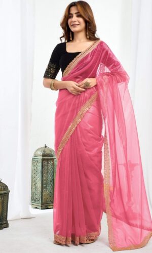Embellished Embroidered Supernet Designer Saree