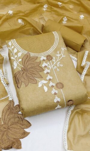 Women Floral Embroidered Unstitched Dress Material