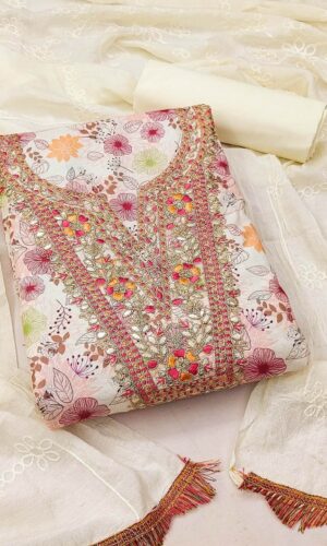 Embellished Unstitched Dress Material