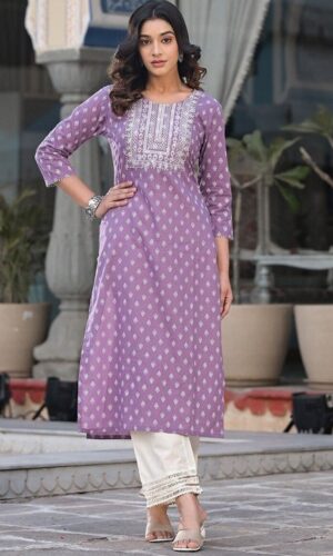 Ethnic Motifs Embroidered Gotta Patti Cotton Straight Kurta